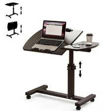 Adjustable C-Shaped Sofa Side End Table Coffee Laptop Table Rolling Overbed Desk