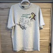 Warner Bros. Studio Store Looney Tunes Bugs Bunny Tasmanian Devil Gray Cotton T  