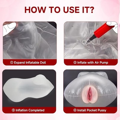 Blow Up Sex Doll with Removable Pocket Pussy,Transparent Life-Size  Inflatable... | eBay