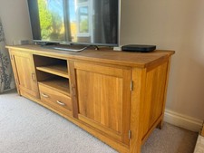 Oak TV Stand - 2 Cupboards. I Drawer. 2 Spaces. 168cmW x 48D, 60H