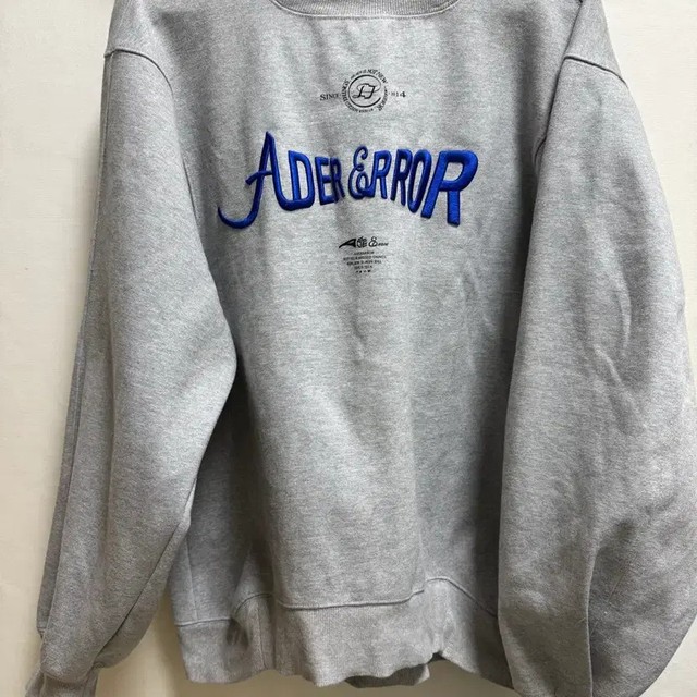 Ader Error Gray Sweatshirt, Pointed Blue Embroidery, Size A2