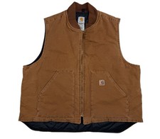 Carhartt Vest Mens 2XL XXL Brown Duck Canvas V02 BRN Workwear Work USA Union