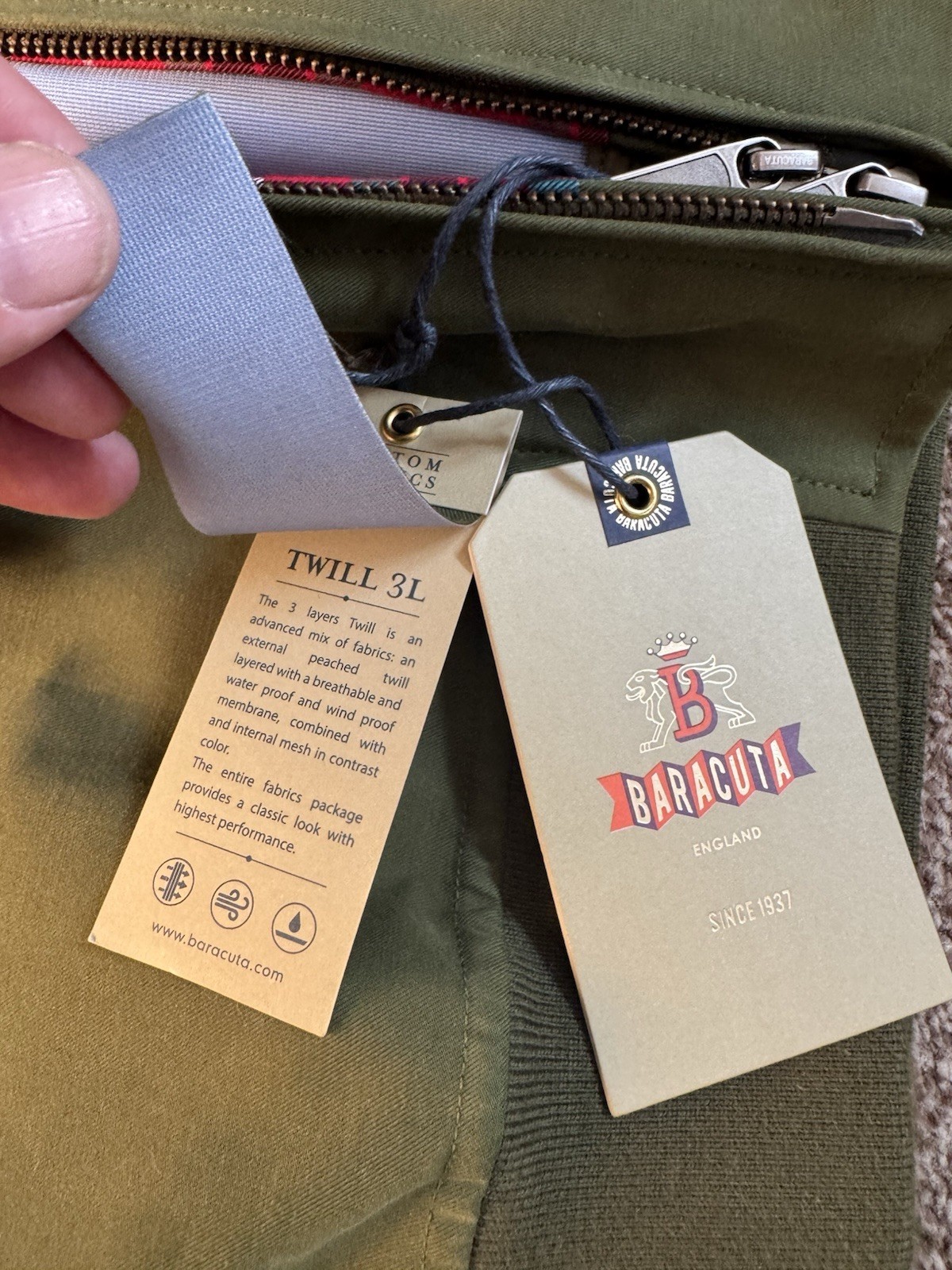 Baracuta G9 Twist 3-Layer Windbreaker Jacket Sage Olive Green Size 44 W/Tags image 3