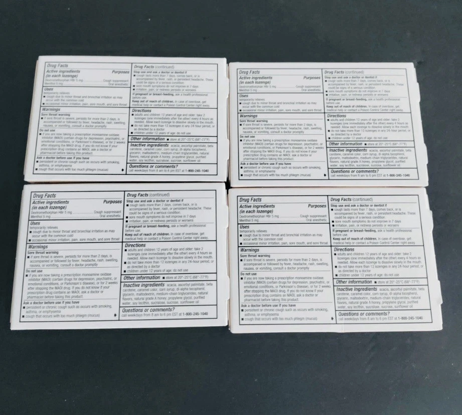 Lote De 4 Cajas Pastillas Medicinales Robitussin Medicalistas (16/caja). Miel Limón Foto 2 de 3