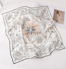 100 Silk Mulberry Scarf Square Shawl Neckerchief Starry Print 65X65cm Wrap