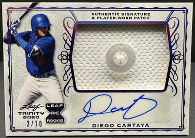 2020 Trinity Diego Cartaya 2/10 NM+ Jersey Button Patch Auto Purple XRC    cc30