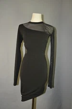 ELIZABETS JAMES BLACK MESH ONE SHOULDER BODYCON MINI DRESS SIZE XS