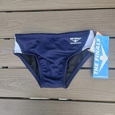 The Finals Swerve Splice White/Navy Splice Racer Briefs, Boy Sz 22, NEW