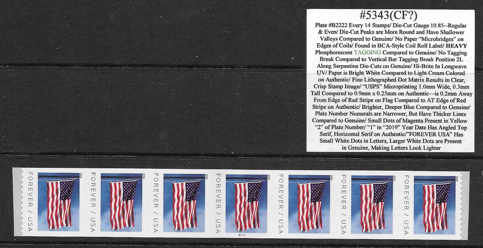 NEW in 2023-2019 FLAG #5343(CF?), 2 Different with Regular, ALL Plate B2222 - Image 3 of 4