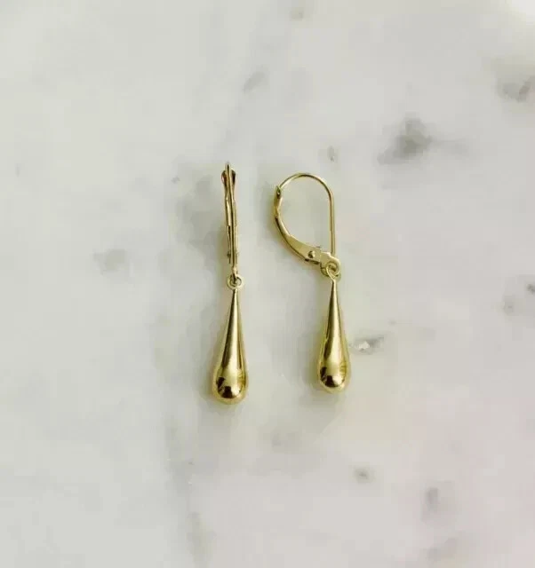 Pendiente enchapado en oro amarillo de 14 quilates en plata delicado vintage Estate para mujer Foto 4 de 4