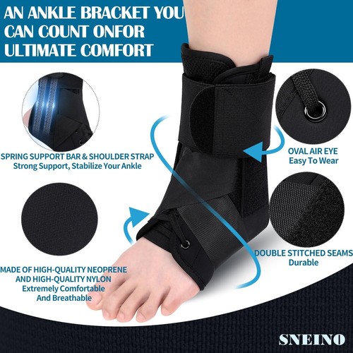 Soporte De Tobillo Para Hombres Y Mujer, Tobillera Ajustable De Neopreno NEW US. - Picture 20 of 35