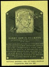 Harry Heilmann Rare 1981-89 Hall of Fame Plaque Metallic Card Detroit Tigers