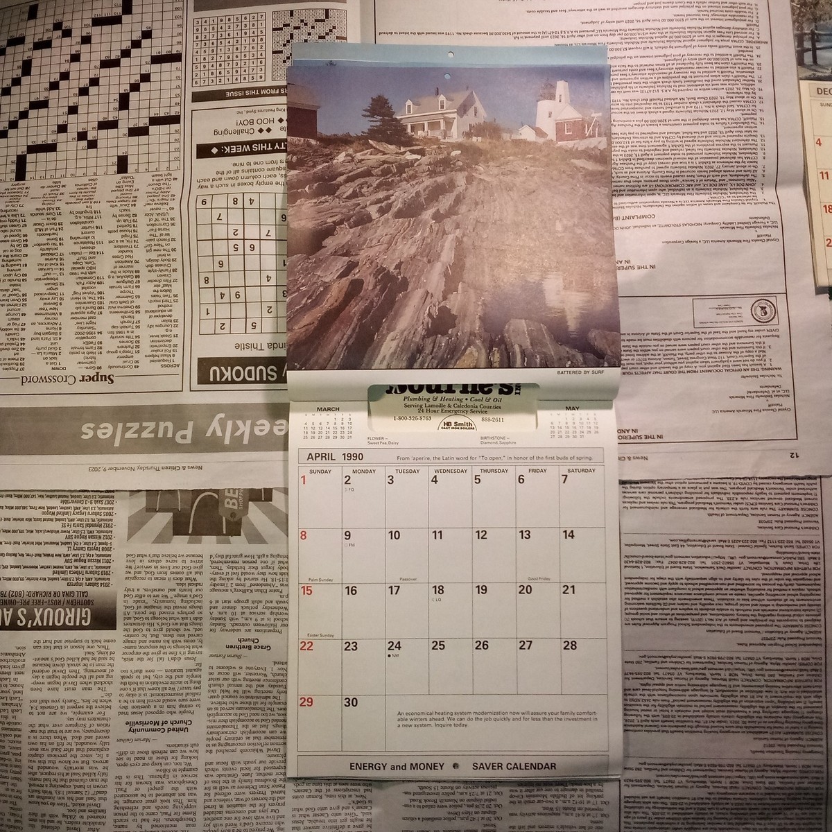 Bourne's 1990 Calendar Morrisville Stowe Waterbury Hardwick