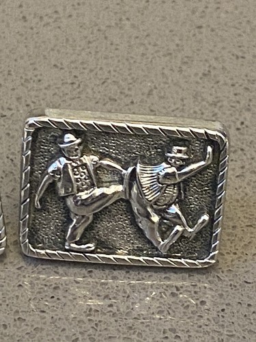 Vintage Hickok Cufflinks Comedy Joke Guy Kicking Guy Out Of Bar Guy Stuff ๐ - Picture 2 of 7