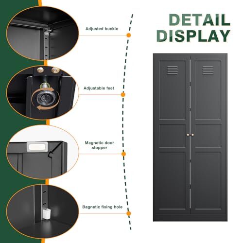 Black Storage with Adjustable ShelvesMetal Home Kitchen Pantry