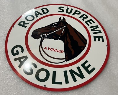 12   Road Supreme Gasoline Oil  Heavy Metal Vintage Style Steel Sign
