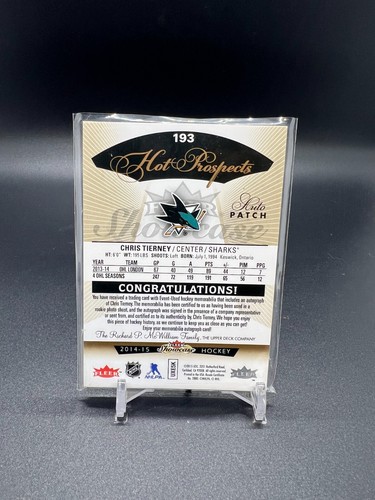 2014-15 Fleer Showcase #193 Chris Tierney Jersey Autograph /375 Rookie - Picture 2 of 2