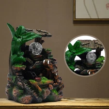 Mini Rockery Fountain Waterfall Feng Shui Desktop Water Sound Desk Decor Indoor