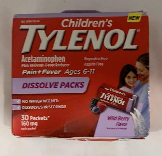 Children's TYLENOL Acetaminophen Dissolve Packets Wild Berry 30 Ct for sale online eBay