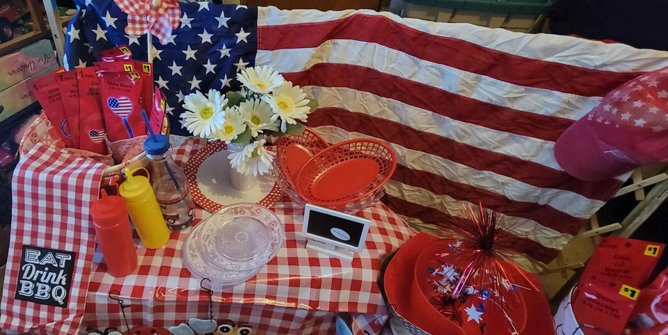 LOTE de accesorios y decoraciones para fotógrafo con temática de picnic del 4 de julio Foto 3 de 4