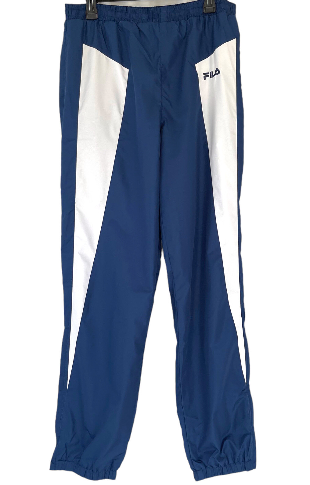 Giacca a vento vintage FILA pantaloni pista nylon blu bianco taglia L donna foderati sportivi