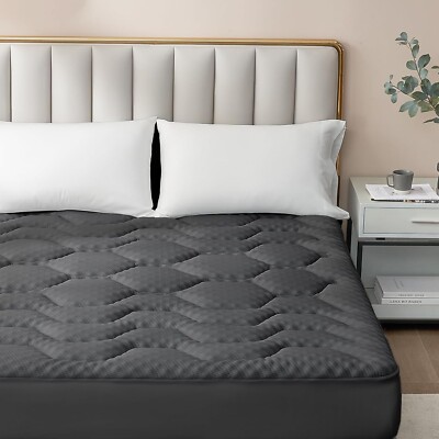 Memory Foam Matratzenauflage, 122x190x3cm, Gelauflage, tiefe Tasche, grau