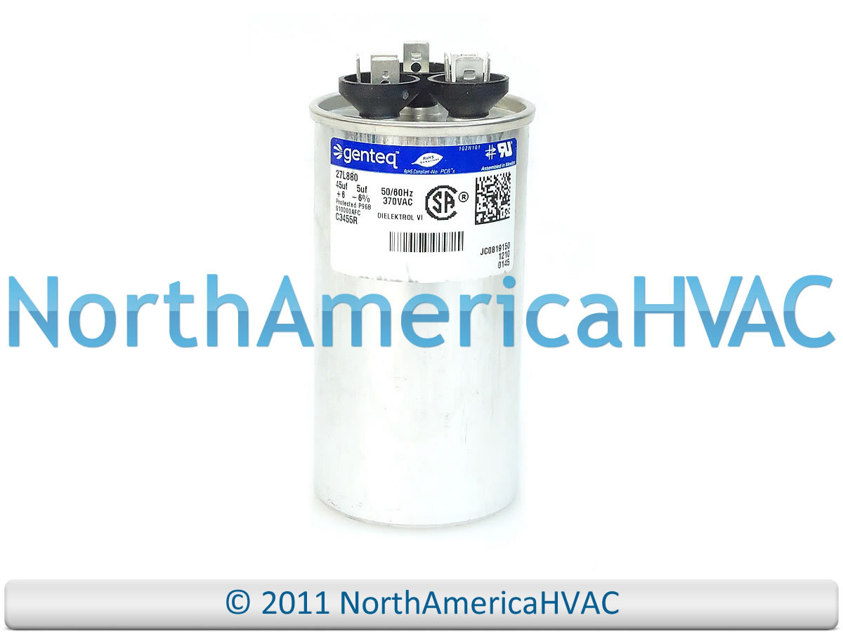 Capcom Capacitor Dual Run 45/5 uf MFD 370 Volt VAC Fits GE Capcom Capacitor Dual Run 45/5 uf MFD 370 Volt VAC Fits GE