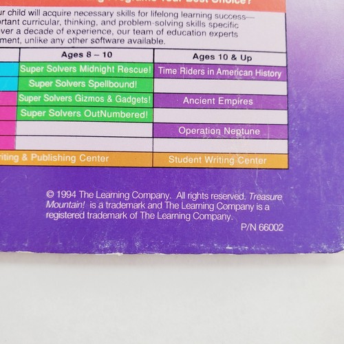 The Learning Company Treasure Mountain CD PC Game Reading Ages 5-9 1997 STEM - Photo 5/6
