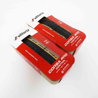 1 or 2 VITTORIA Corsa Pro Control 700x26C/28C G2.0 TLR Road Tyre Black/Tan(para)