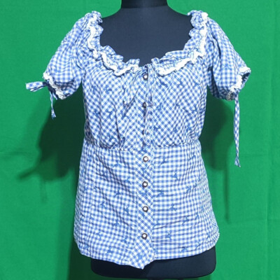 Stockerpoint Women s Blue Check Blouse Size 42 - Oktoberfest Tyrol Style