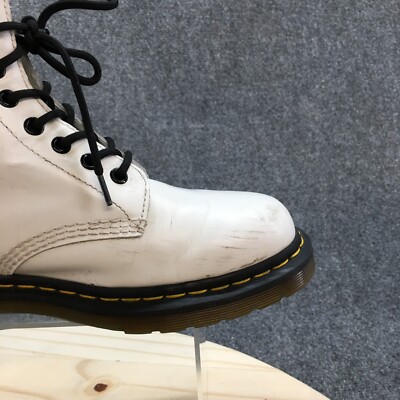 その他 H Dr. Martens Boots Womens 8 1460 Combat White Leather Lace Up Ankle