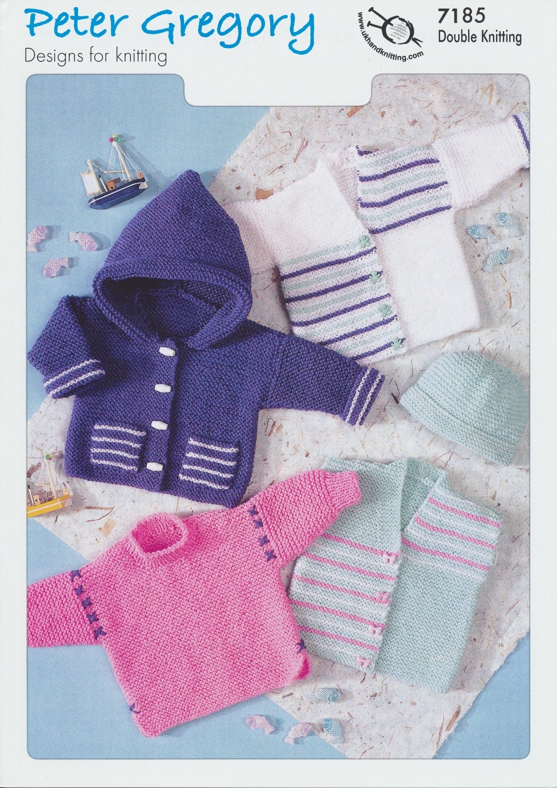 Peter Gregory Double Knitting DK Pattern Baby Jackets, Sweaters & Hat 7185