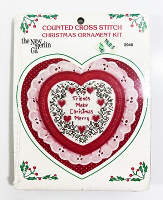 FRIENDS MAKE CHRISTMAS MERRY Counted Cross Stitch Christmas Kit w/ Frame