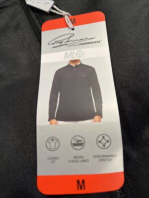 Greg Norman Pullover Mens M Black Quarter Zip Micro Fleece Lined Performance