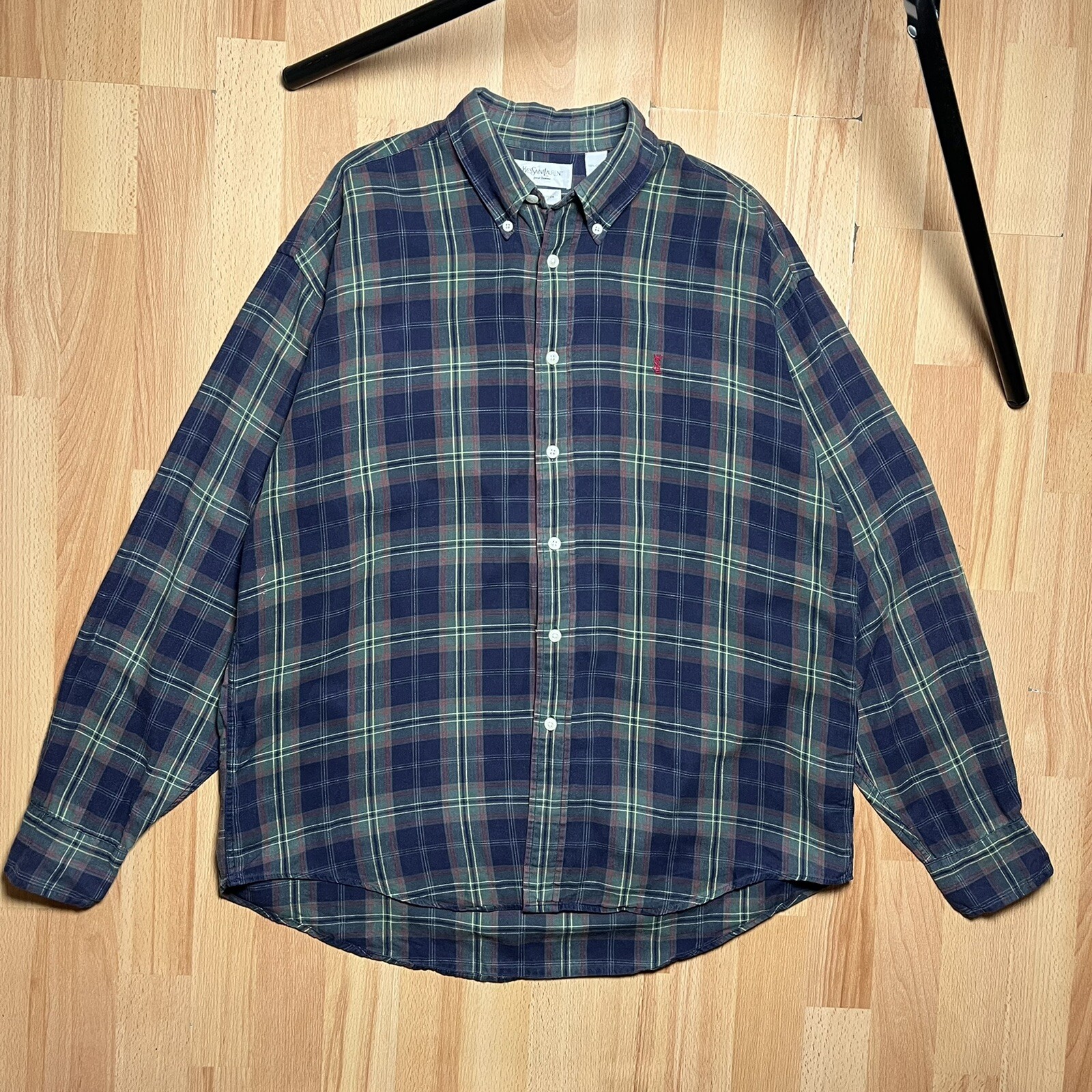 SAINT LAURENT Camicia sovracamicia vintage YSL in cotone taglia L