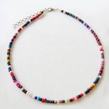 BOHEMIA RAINBOW OPAQUE HANDMADE SEED BEAD ANKLE BRACELET CHAIN ANKLET BEACH   