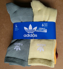 Adidas Originals Mens Crew Socks 6-Pair Sport Socks Size 6-12 Orange Green 6pk