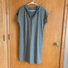 J. Jill Fit Hooded Dress Womens Small Gray Stretch Short Sleeve Heathered
