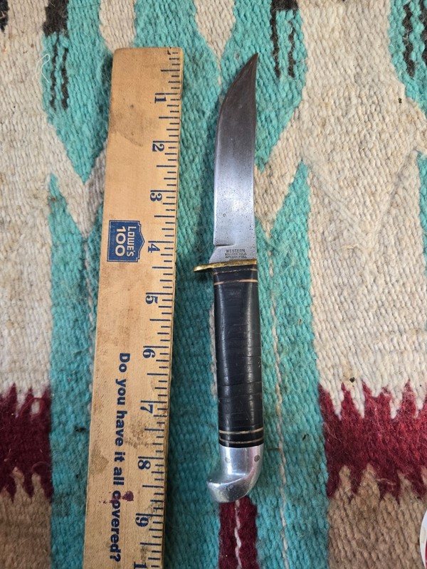 VINTAGE WESTERN FIXED BLADE KNIFE BOULDER COLORADO LEATHER STACK HANDLE