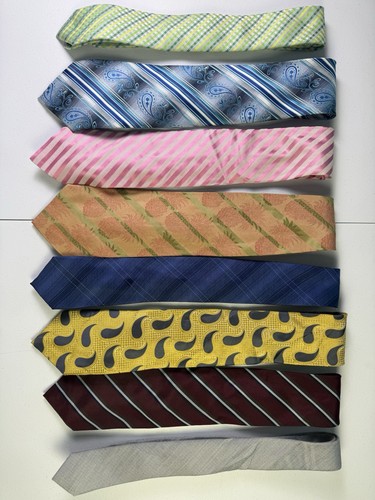 Lot of 8 Neckties: Various Brands - All Great Clean - Colors & Patterns Vary