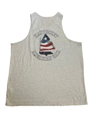 Cuffys Cape Cod Mens Tank Top T Shirt Nantucket USA American Sail Gray XL