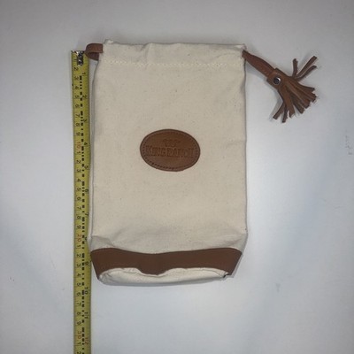 King Ranch Drawstring Pecan Bag Shell Pouch Canvas Leather Tote 6x10 Rare Item!