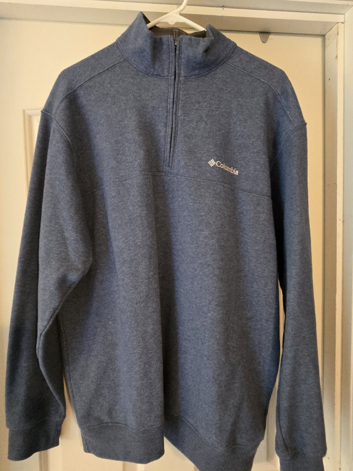 Columbia Sweatshirt Men's Size Large Blue 3/4 Zip Mock Neck Pullover Long Sleeve