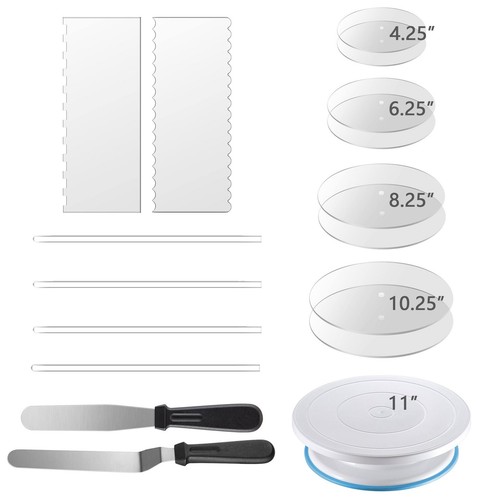 Acrylic Cake Disc Set, Acrylic Discs for Icing Cakes, Revolving Cake Turntabl...
