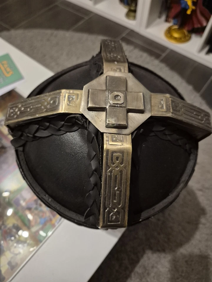 Herr Der ringe Gimli Helm Nachbildung aus Metall und Leder Hergestellt - Bild 3 von 4