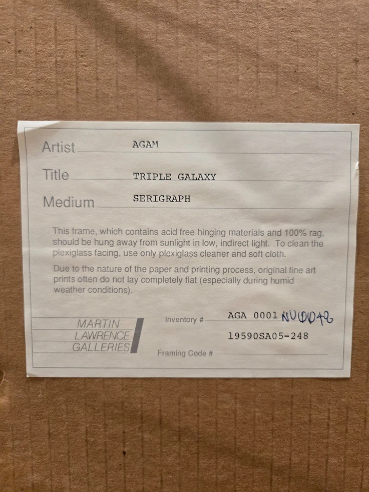 Serigrafía enmarcada Yaacov Agam "Triple Galaxia" firmada a mano edición limitada Foto 3 de 4