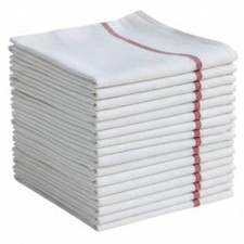 18 Pack 100 Cotton White with Red Stripes Kitchen Towels - 15  x25  .