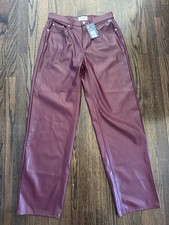 Universal Thread Burgundy Faux Leather Pants 6 Mid Rise 90  s Baggy NWT