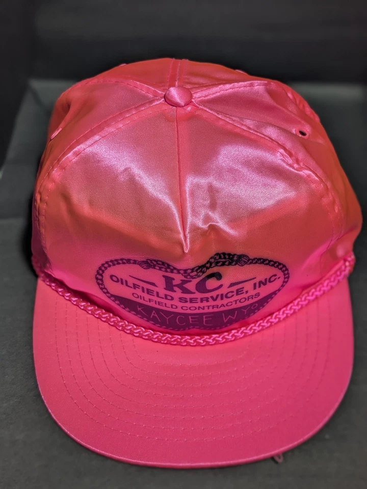 Sombrero de colección para campo petrolífero gorra correa trasera rosa satinado nailon cuerda publicidad hombres cuerda Foto 3 de 4