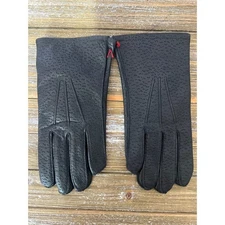 Vintage Black Dress Gloves Perforated Classic Style Men’s Size M Pleather 